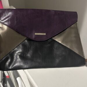 Kenneth Cole Reaction Chic Purple and Black Envelope Clutch